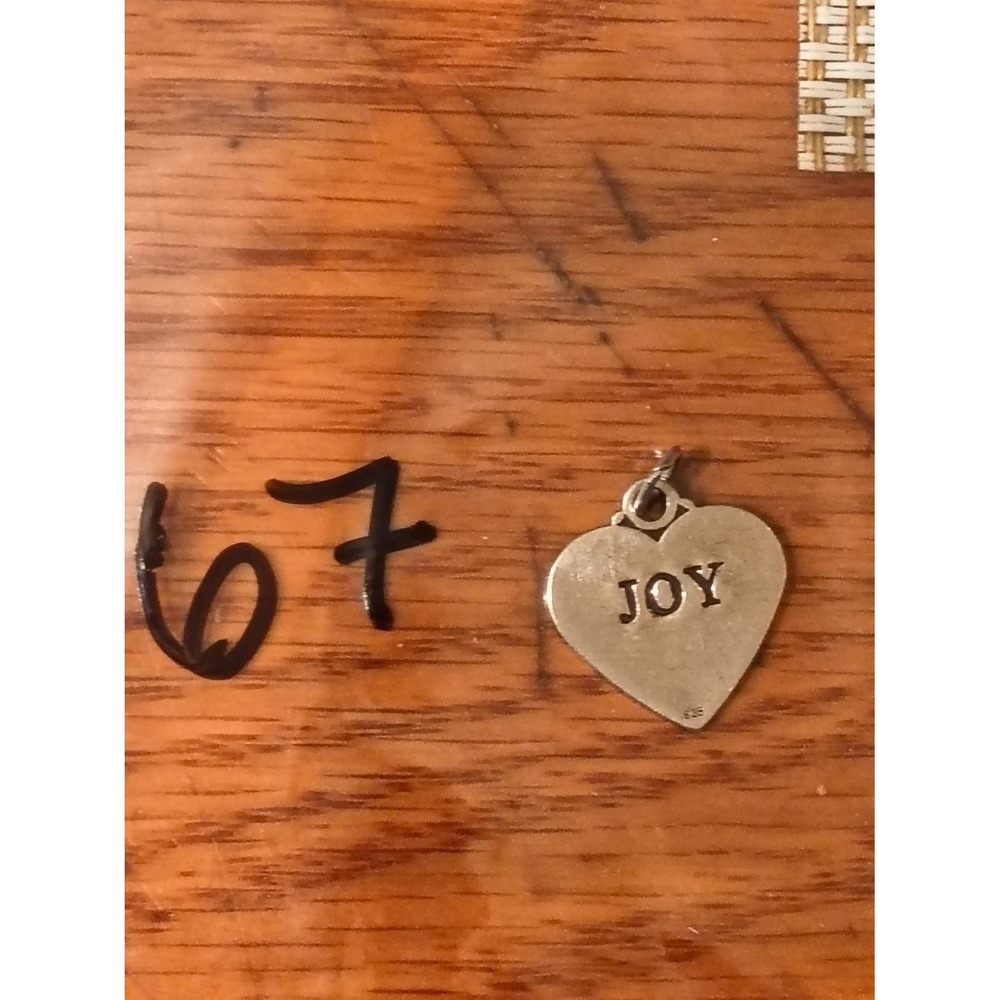 925 Sterling Silver Joy Heart Charm Pendant Stamped Inspirational Love